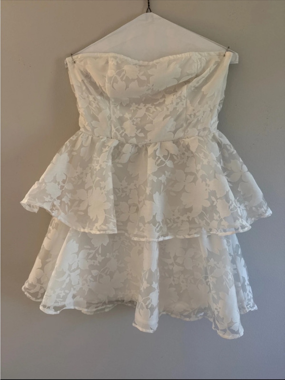 White Floral Strapless Dress